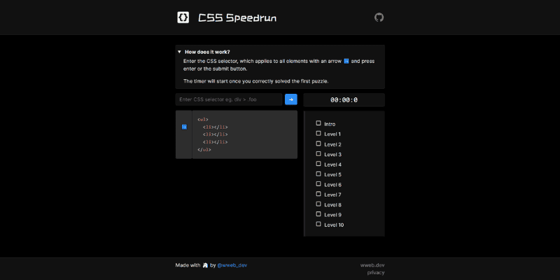 css speedrun